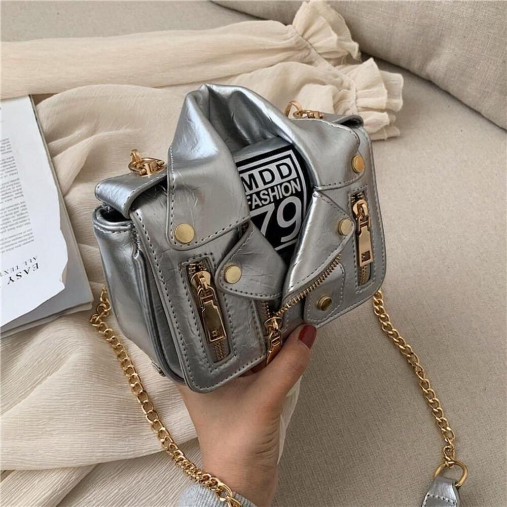 Mini Sized Jacket Shaped Handbag In Silver - Picture 3 of 7